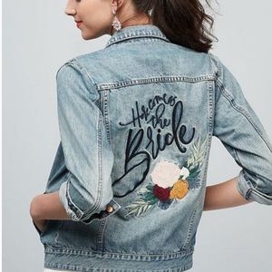 David’s Bridal Here Comes The Bride Denim Jacket 2XL